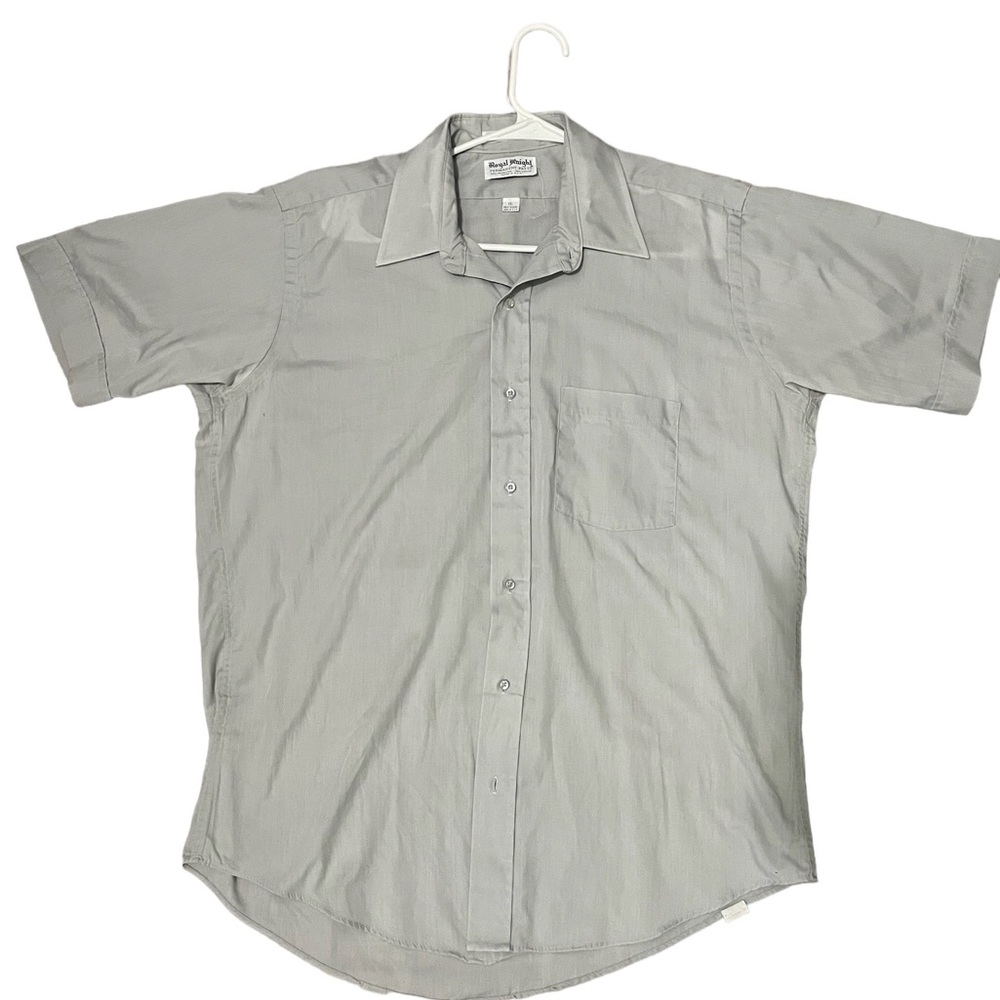 Royal knight half sleeve button up size 16 grey 65%polyester 35% cotton